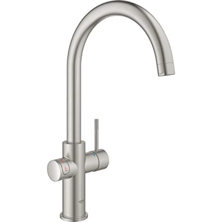 Grohe Red Duo Küchenarmatur mit C-Auslauf und Boiler L, supersteel, kochendes Wasser, kindersicher – Bild 2