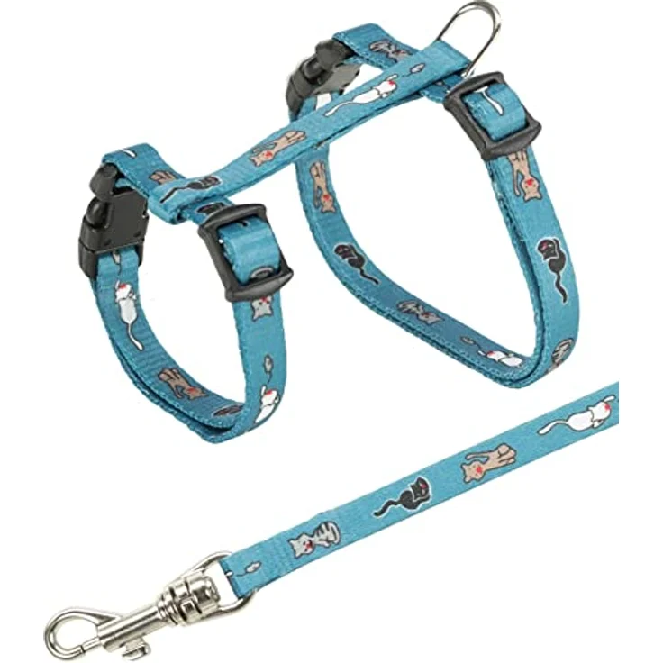 Trixie 4144 Kätzchengeschirr mit Leine, Nylon, 21–33 cm/8 mm, 1,20 m, farblich sortiert,1 Stück – Bild 2