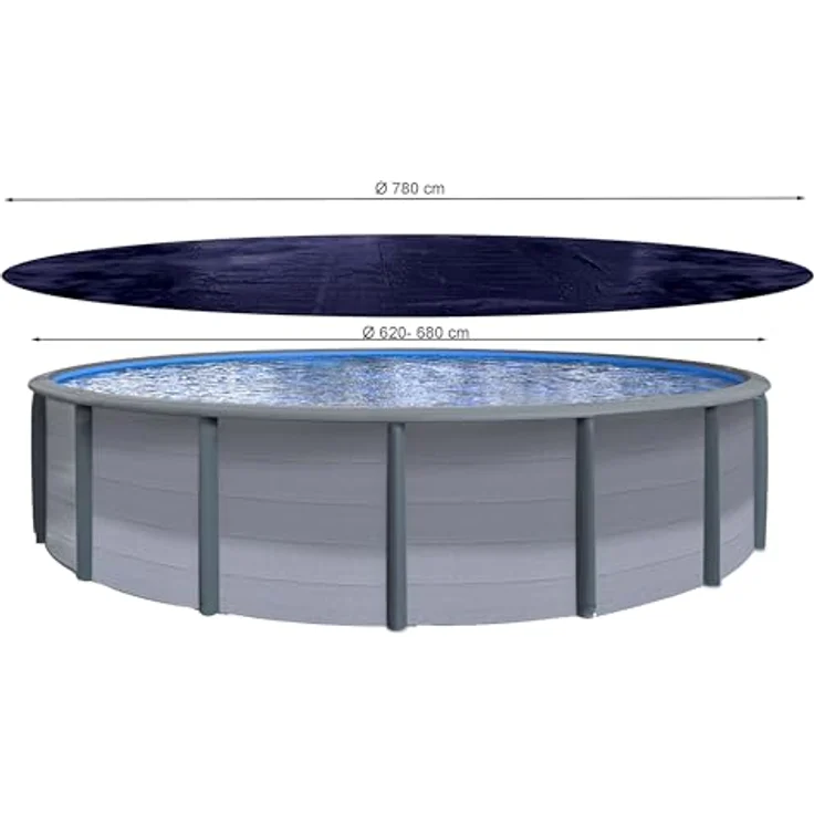QUICK STAR Poolabdeckung Rund, Schwarz, 780x780 cm, 100% Polyethylen, UV- und witterungsbeständig, inklusive Spannschnur und Spannratsche – Bild 2