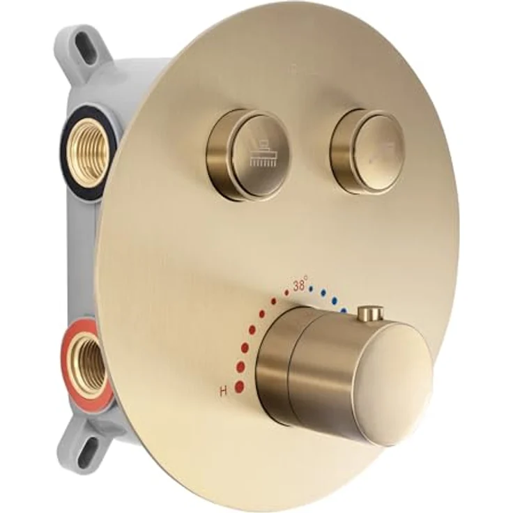 wohnwerk.idee Duschsystem Miler, Unterputz Dusche mit Thermostat und Regendusche, Gold Matt Poliert – Bild 2
