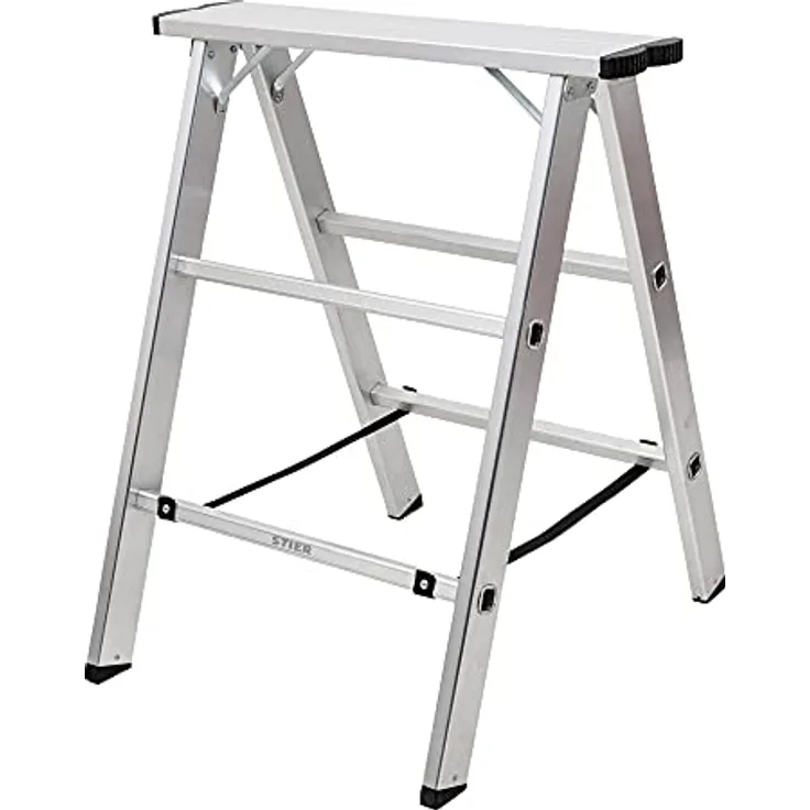 STIER Aluminiumbock 150kg, 75 cm breit, 80 cm hoch, klappbar, verzinkte Scharniere, inklusive Nylongurte zur Absicherung