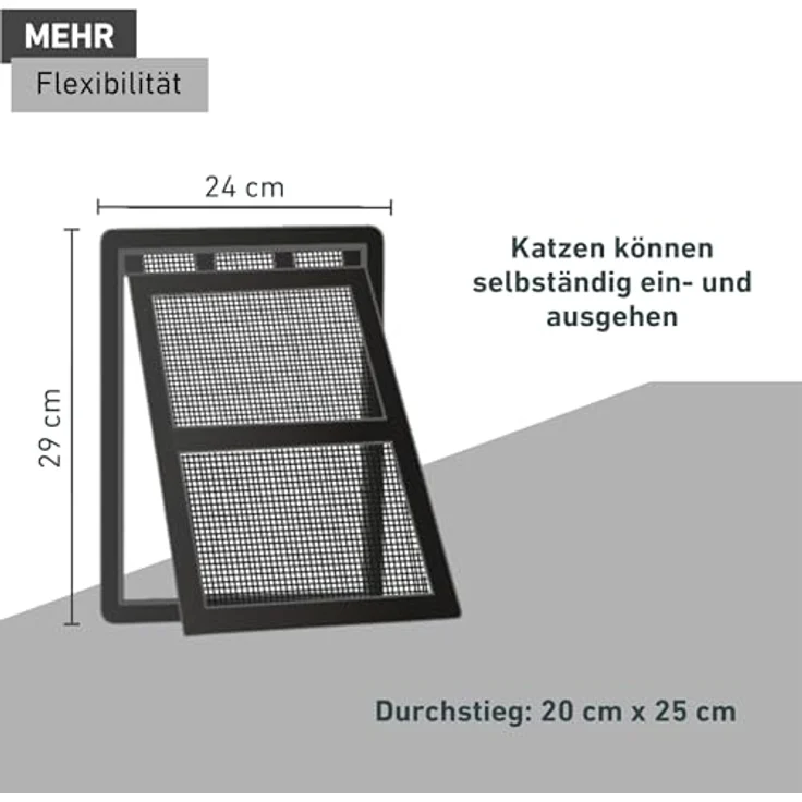 Windhager Katzenklappe für Insektenschutz Rahmentüren, schwenkbar, 20x25 cm – Bild 2