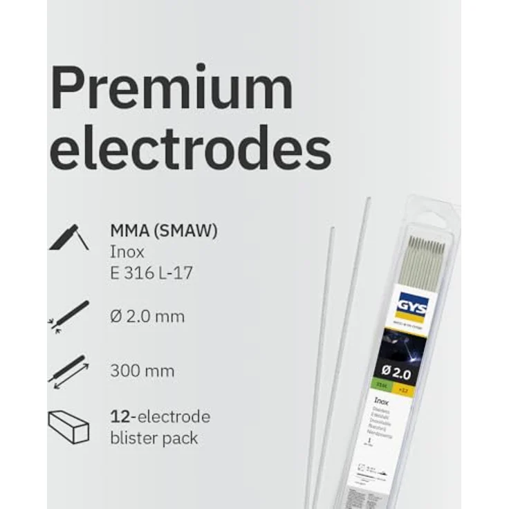 GYS 12 Edelstahl-Elektroden - 316 L - Durchmesser 2,0 mm - Blister, 1 Stück, 082359 – Bild 3