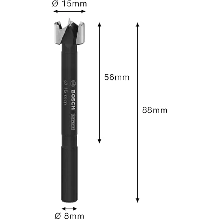 BOSCH Forstnerbohrer 15 mm, Holzbohrer mit Gesamtlänge 88 mm und Schaftdurchmesser 8 mm – Bild 3