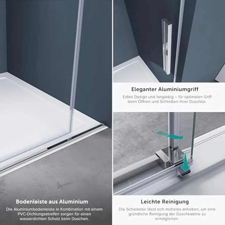 doporro Duschtür Nischentür 140x195cm, ESG-Sicherheitsglas mit Soft-Close und Nano-Beschichtung – Bild 5