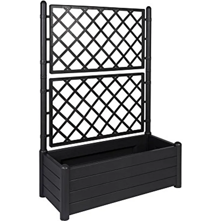 Kreher Spalier XL, Rankhilfe in Anthrazit mit integriertem Pflanzkasten, UV- und witterungsbeständig, breite Ausführung, 142 cm hoch