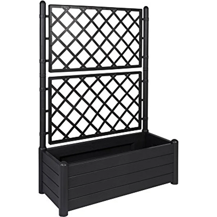 Kreher Spalier XL, Rankhilfe in Anthrazit mit integriertem Pflanzkasten, UV- und witterungsbeständig, breite Ausführung, 142 cm hoch – Bild 1