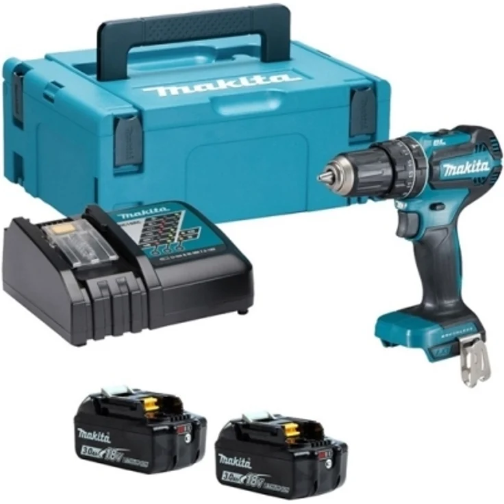 Makita DHP485RFJ Akku-Schlagbohrschrauber 18 V / 2x 3,0 Ah Akku + Ladegerät im Makpac Gr. 2 – Bild 1