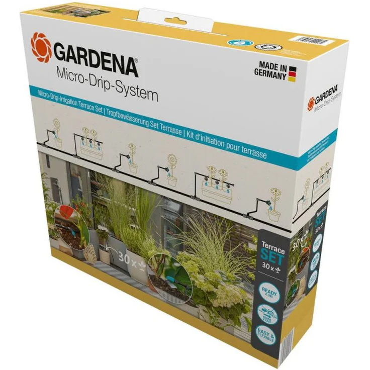 GARDENA Micro-Drip-System Tropfbewässerung Set Terrasse (30 Pflanzen) - Aktion Tropfbewässerung Set
