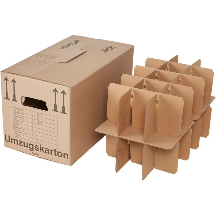 BB-Verpackungen 5 x Gläserkarton inkl. Einsatz 590 x 318 x 328 mm (stabil 2-wellig, 40 kg Traglast, Gläserkiste aus recycelter Pappe)
