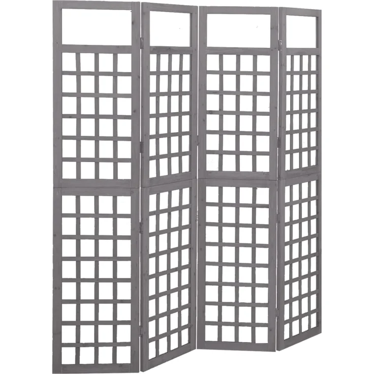 vidaXL 4-tlg. Paravent-Spalier Massivholz Tanne Grau 161x180 cm – Bild 1