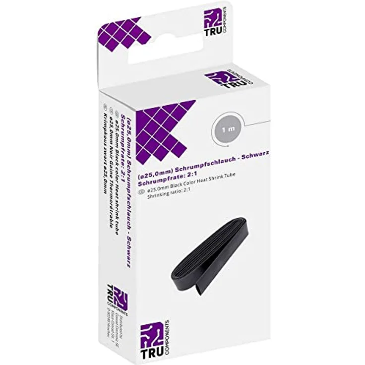 Tru Components 8435040 Schrumpfschlauch ohne Kleber Schwarz 25 mm Schrumpfrate 2 1 1 (8435040) 1 m