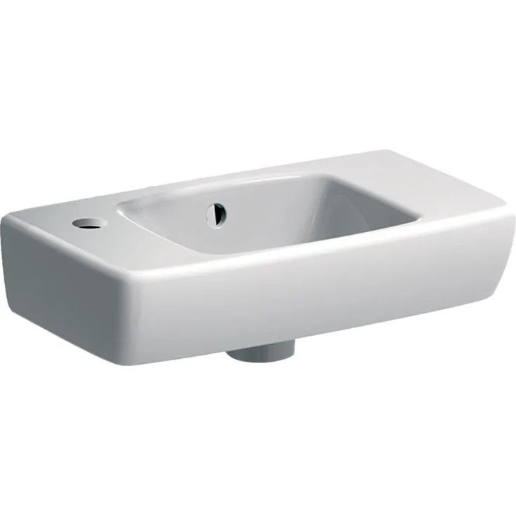 Keramag Renova Compact Handwaschbecken verkürzte Ausladung, 450x250mm, mit Ablagefläche rechts, Farbe: Weiß - 501.731.01.1