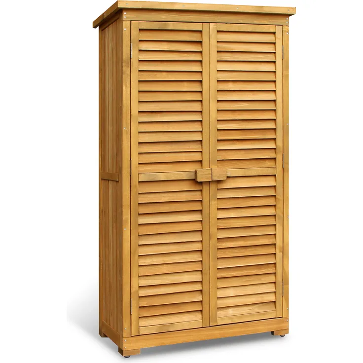 MCombo Gartenschrank Geräteschuppen Werkzeugschrank 0870, Outdoor-Schrank Gartenbox, aus Holz, Natur, 47 X 87 X 160 cm