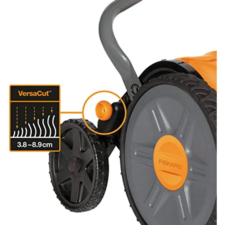 Fiskars Spindelmäher, Rasenmäher mit berührungslosem Schneidesystem, Schnittbreite: 43 cm, StaySharp Plus, Schwarz-Orange-Silber, 1015649 – Bild 6