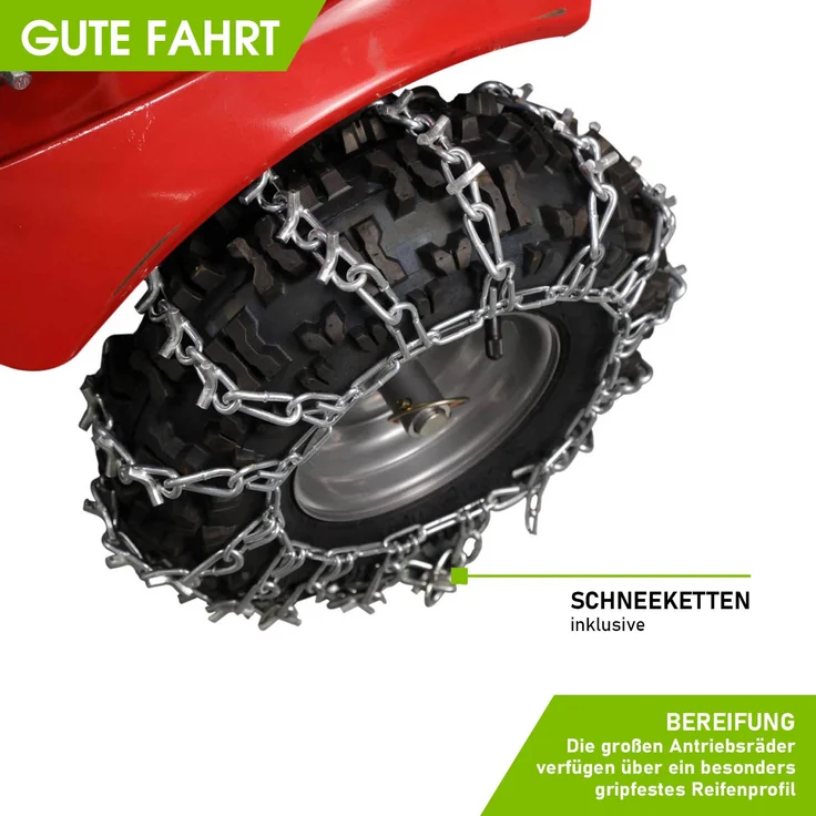 Brast Benzin Kehrmaschine Laubsammler Schneeschieber XXL Premium 4,8kW(6,5PS) 100cm Breite Elektrostart Schneeketten 3 in 1 Gerät – Bild 10