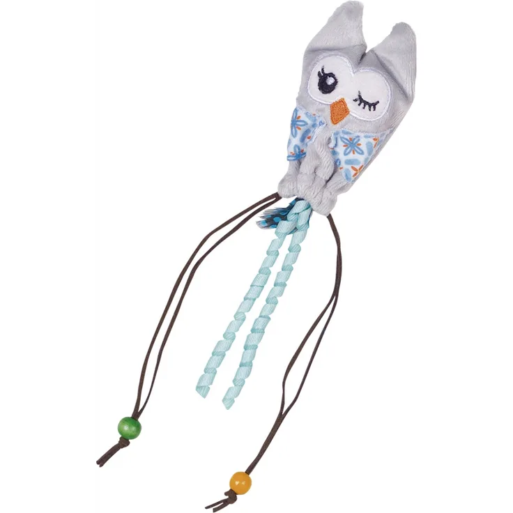 Nobby Plüsch Eule mit Holzkugel 25 cm blau