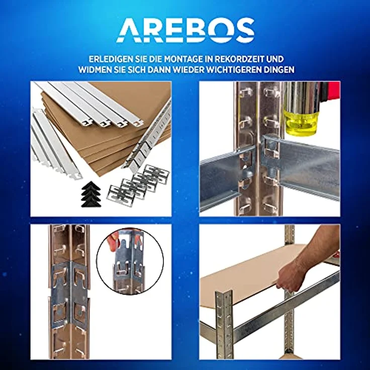 2x Schwerlastregal 350kg Kellerregal Lagerregal Steckregal 180x75x30cm Regal 2er - verzinkt – Bild 3