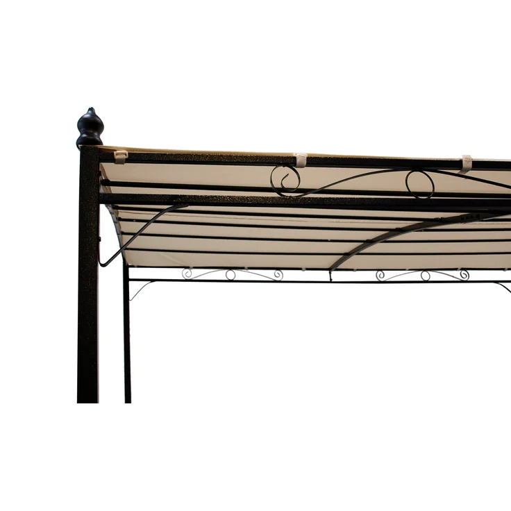Anbaupavillon MANTOVA-XL 3x3 Meter, Stahl dunkel, Plane PVC-beschichtet écru – Bild 3