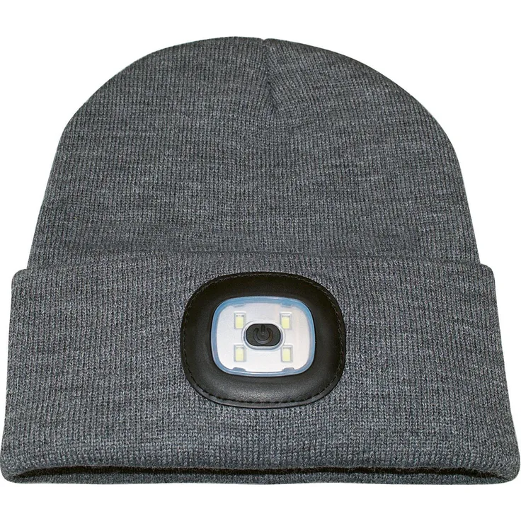 Ryom Strickmütze grau mit zwei LED Leuchten