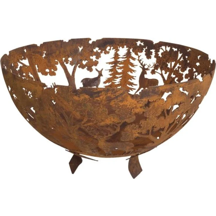 Esschert Rost-Optik Feuerschale Ø 58cm braun Metall Lagerfeuer Feuerkorb rund – Bild 2