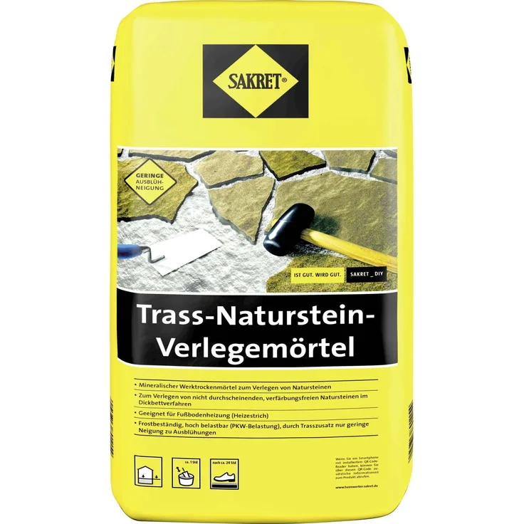 Sakret Trass-Natursteinverlegemörtel 25 kg Sack grau