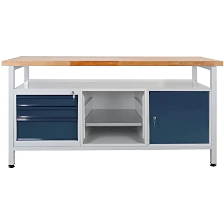 Werkbank / Werktisch 3 Schubladen, 1 Fachboden, 1 Tür, L1700xB600xH840mm