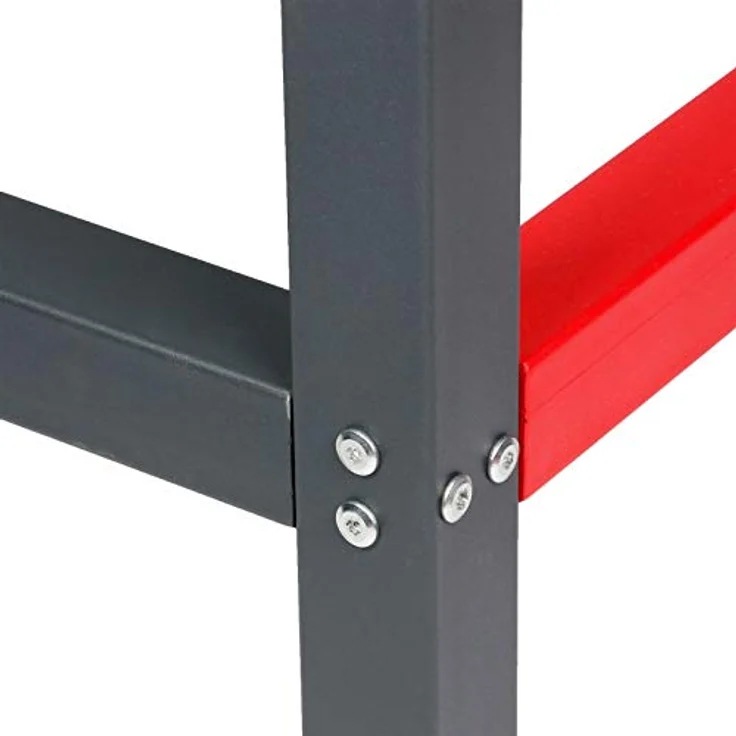 Werkbank Gestell 175x57x81 cm aus Stahl Werkbankgestell Anthrazit Rot Tischgestell Werkstatt – Bild 6