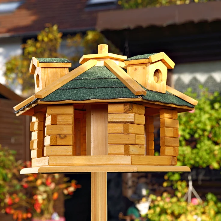 Vogelhaus Vogelvilla Vogelfutterhaus Vogelhäuschen Holz Futtersilo Vogelhäuser – Bild 2