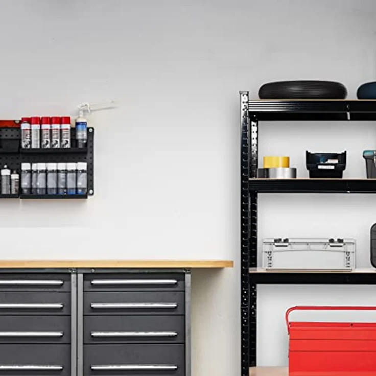 Schwerlastregal, Traglast 875 kg, 5 Ebenen, zum Stecken, Keller, Garage, Stahl, HBT: 180 x 90 x 45 cm, schwarz – Bild 5