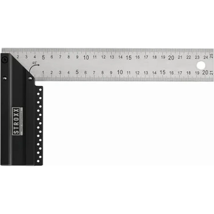 STROXX - Multifunktionaler Anschlagwinkel - Größe 250/300mm - Messen - Kombiwinkel aus Metall mit Linealanschlag - Hochwertiges Profi Messwerkzeug - (300mm)