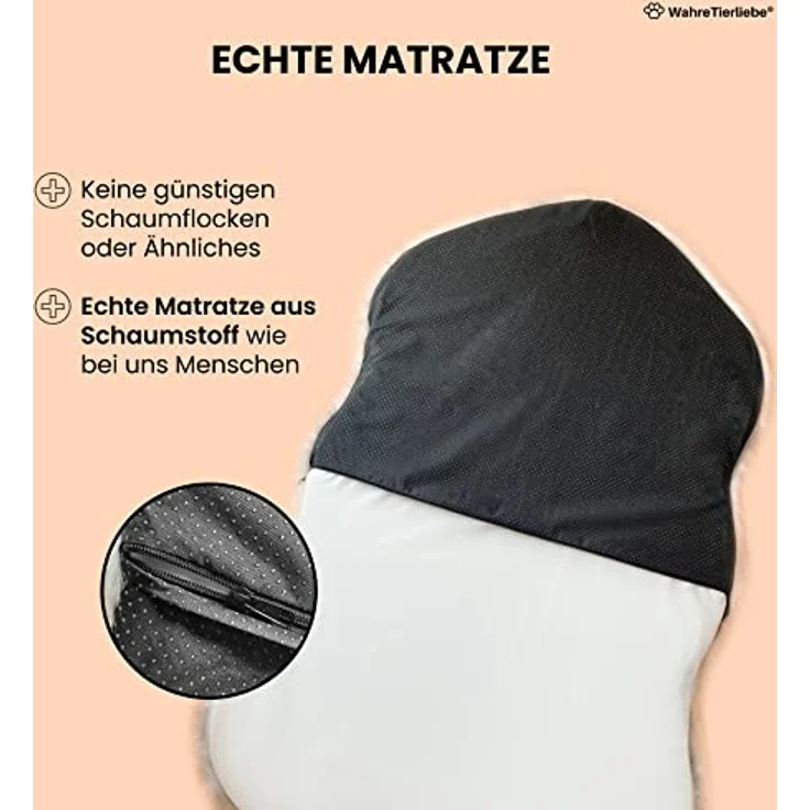 Wahre Tierliebe® Hundebett Relax - Das Original mit echter Matratze - waschbar, Hundekissen, Hundekorb, Flauschiges Hundebett für große, mittelgroße & kleine Hunde – Bild 3