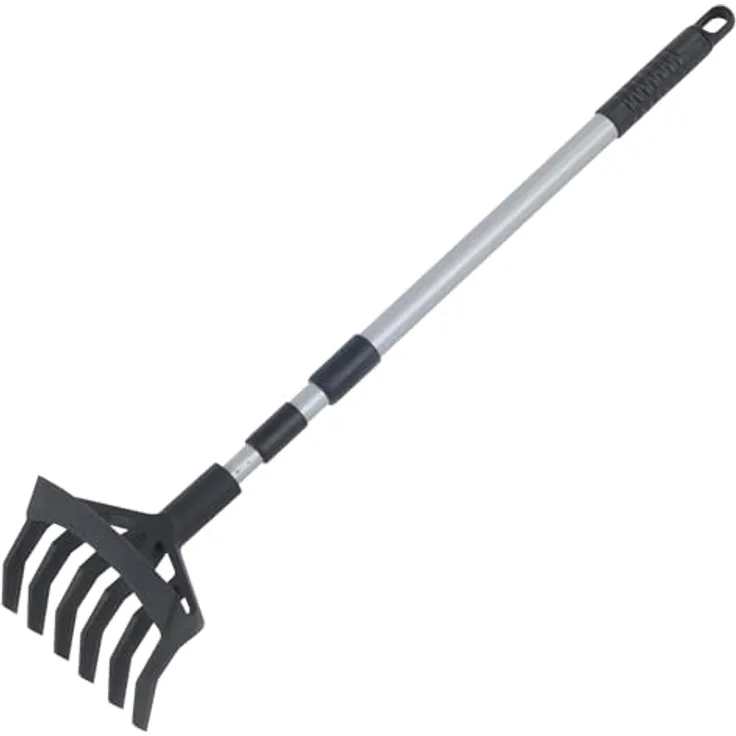 Maximex Gartenhacke Kultivator 2in1, Teleskopstiel 72-138 cm, leicht und robust, Schwarz Grau