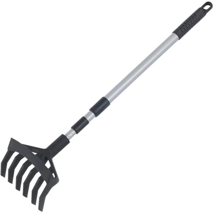 Maximex Gartenhacke Kultivator 2in1, Teleskopstiel 72-138 cm, leicht und robust, Schwarz Grau – Bild 1