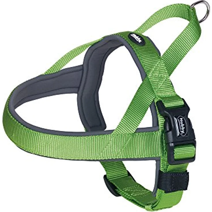 Nobby Norwegergeschirr Classic Preno, neon grün / grau L: 60-76 cm + 46 cm, B: 25/35 mm, 1 Stück – Bild 1