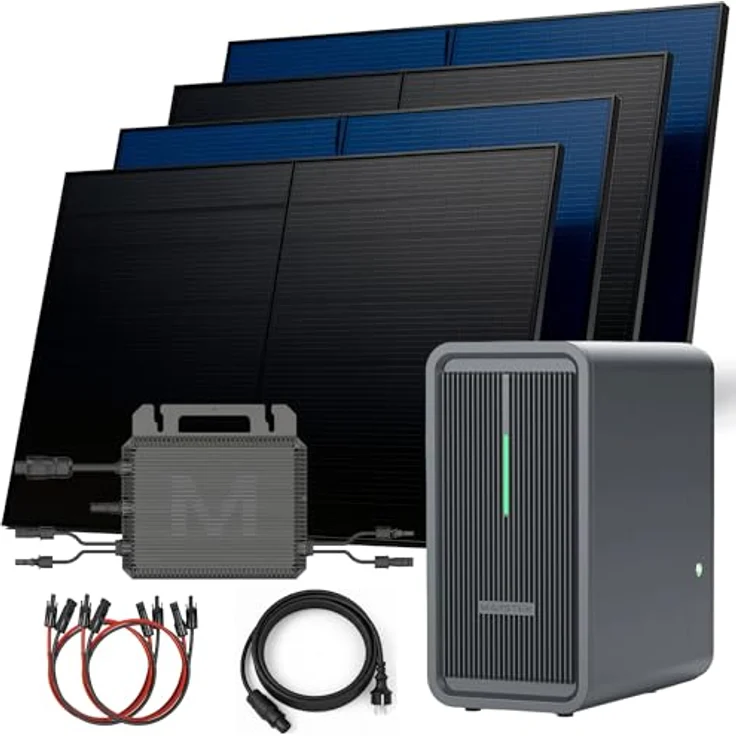 SUNNIVA® SUNNIVA 2000W Balkonkraftwerk, Bifaziales FULLBLACK Komplettset mit 2,24 kWh Marstek B2500-D Speicher und 4x 500W N-Type Glas-Glas Modulen – Bild 1