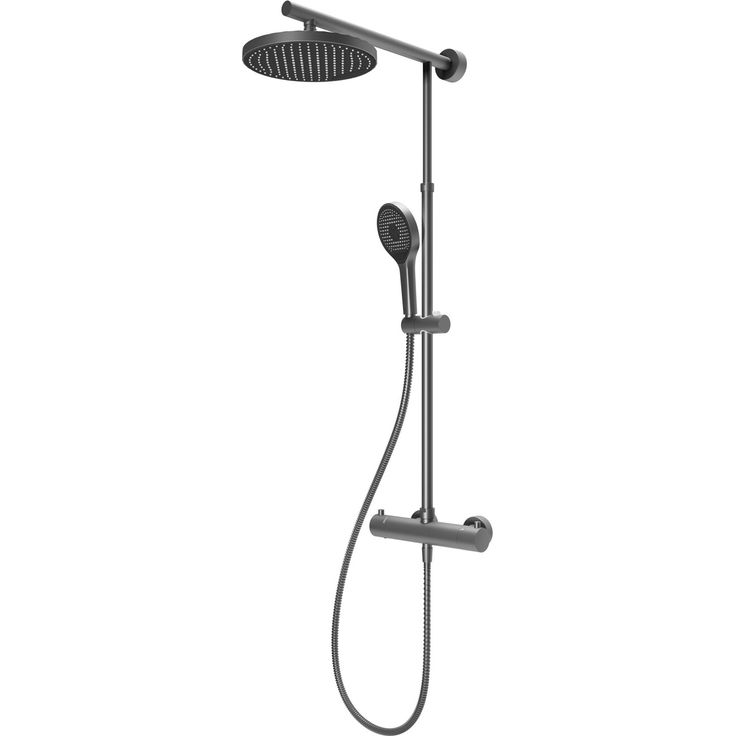 Schulte Duschsystem 'DuschMaster Rain Classic' mit Thermostat Gunmetal, Regendusche, Handbrause mit 4 Strahlarten
