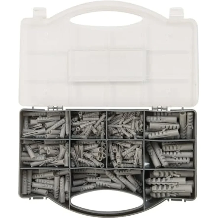 Fixman 530552 Wanddübel-Sortiment, 330-tlg, hochfeste Nylon-Dübel mit Drehstopp, für Beton und Mauerwerk, grau – Bild 2