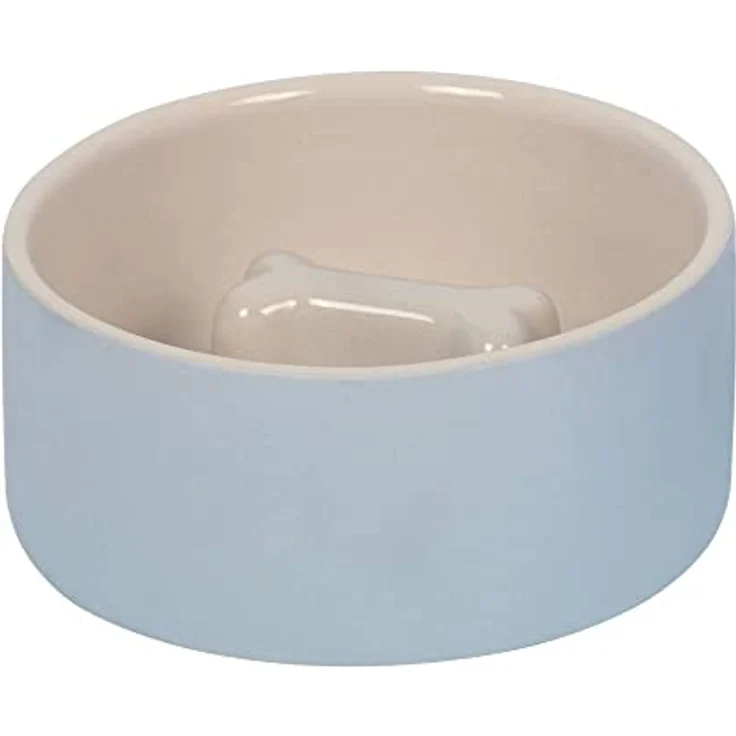 Nobby 82440 Anti-Schlink-Napf Bone grau/Creme; verhindert zu schnelles Verschlingen, edle Optik, Ø 18 x 7 cm, 1,0 l – Bild 1