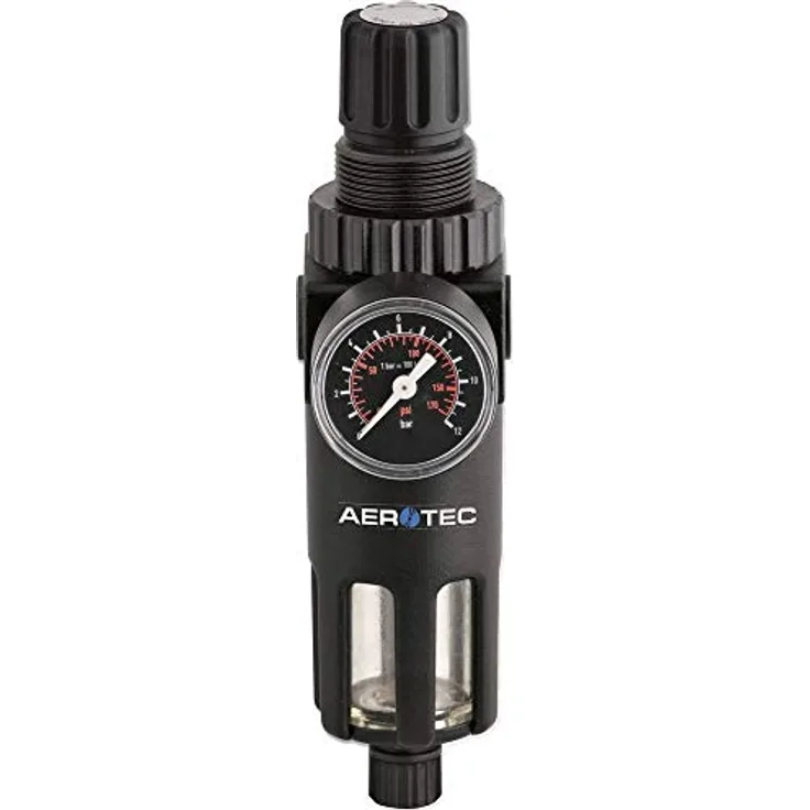 Aerotec FX 3130 Filter-Druckregler, 1/4 Zoll, Wasserabscheider, 10 Mikron, einstellbar, 0-8 bar, 1700 L/Min