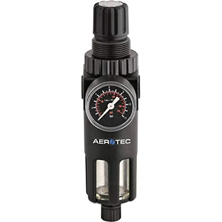 Aerotec FX 3130 Filter-Druckregler, 1/4 Zoll, Wasserabscheider, 10 Mikron, einstellbar, 0-8 bar, 1700 L/Min – Bild 1