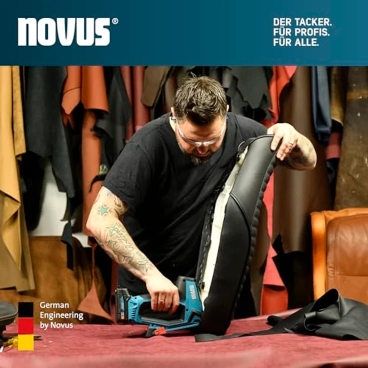 Novus Tools J-550 Akkutacker, kabellos, für Klammern Typ 37/53, Klammernlänge 6-14mm, inkl. Akku, mit Serienschussfunktion – Bild 14