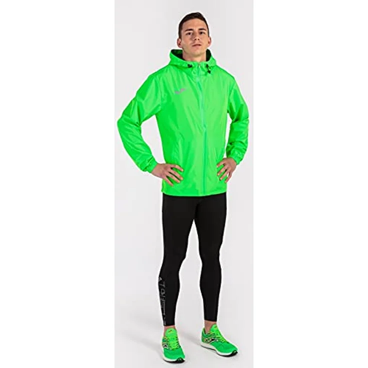 Joma Running Night, Herren Laufjacke mit verstellbarer Kapuze und reflektierendem Logo, Grün, Größe L – Bild 4