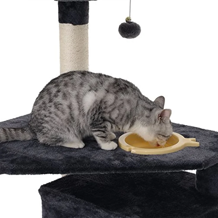 Feandrea Sweet Dreams (92 cm, Gray), Katzenbaum mit Futternapf – Bild 2