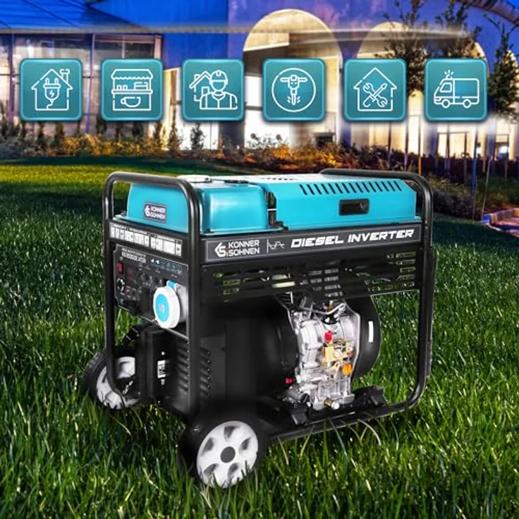 Könner & Söhnen Diesel-Inverter-Generator KS 9500iD ATSR, 10 kW, sinusförmige Ausgangsspannung, 3000 Betriebsstunden, ideal für empfindliche Elektronik – Bild 6