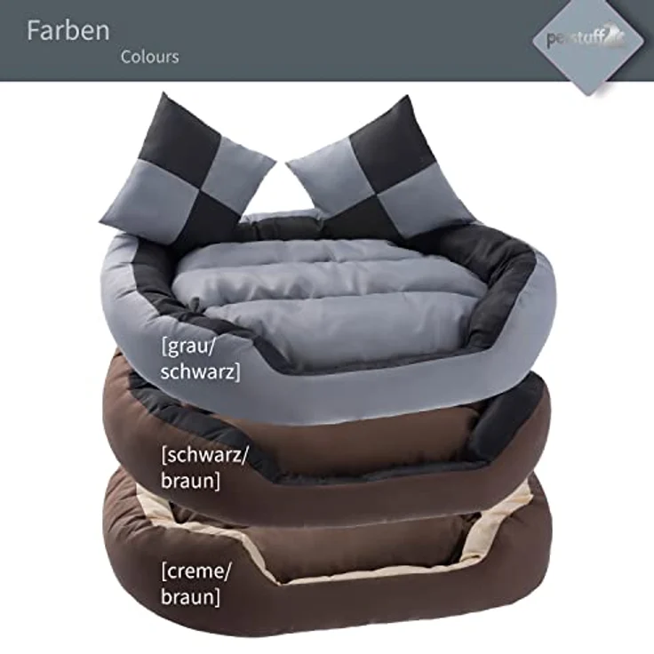 Petstuff Hundebett, Wendefunktion, herausnehmbares Kissen, wasserabweisend, abwaschbar, Farb- u. Größenwahl, grau/schwarz, S – Bild 5