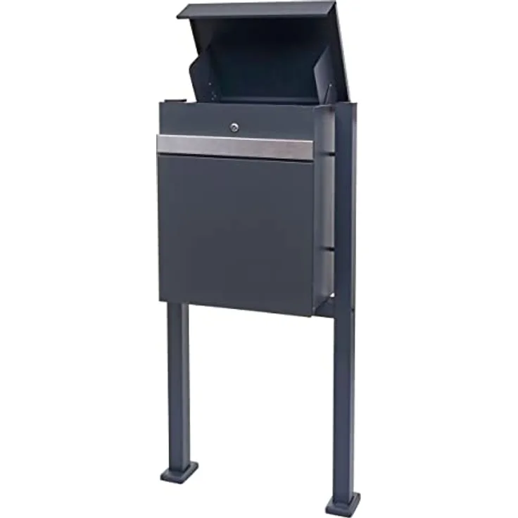 PROREGAL Paketkasten mit Standfuß, verzinkt anthrazit-Edelstahl, HxBxT 120x59x36cm, abschließbar, mit Einwurfsystem und Rückholsperre, für Pakete bis 16x30x22 cm