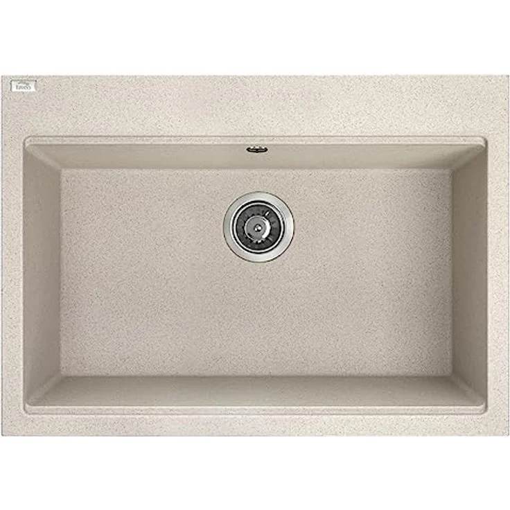 KOLMAN Granitspüle Tau Spülbecken Einzelbecken mit Space Saving Siphon (Beige, 50x70 cm) – Bild 1