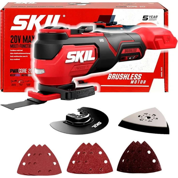 SKIL 20V Max Akku-Multischleifer 3622 CA, bürstenloses Multitool mit variabler Geschwindigkeit und LED-Beleuchtung (ohne Batteriekasten)