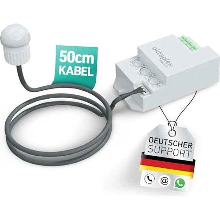 Oktaplex motion Jana, Einbau Bewegungsmelder 360 Grad Infrarot, 6m Reichweite, IP65, für Decke/Wand, 50 cm Kabel, weiß, 2er Set – Bild 1